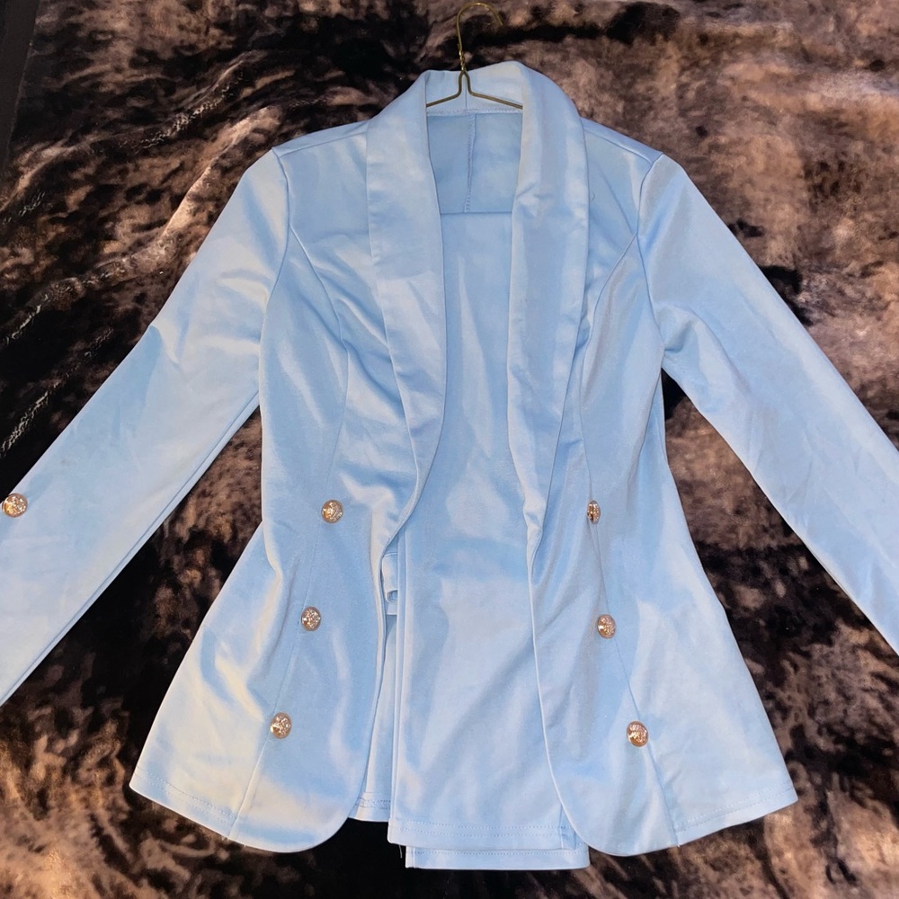 Chic Sky Blue Women's Pantsuit